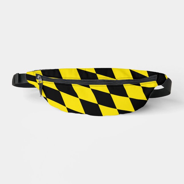 Black and Yellow Bavaria Diamond Flag Pattern Bum Bags (Front)