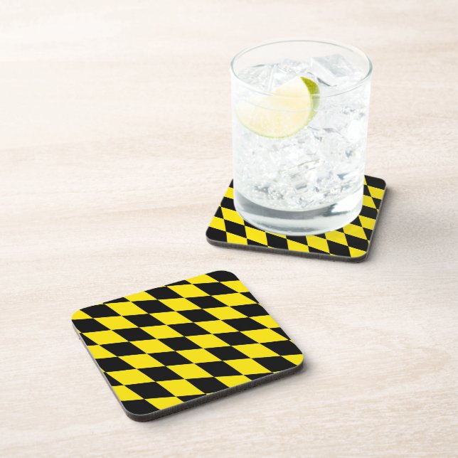 Black and Yellow Bavaria Diamond Flag Pattern Coaster (Right Side)