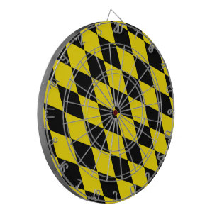 Black and Yellow Bavaria Diamond Flag Pattern Dartboard