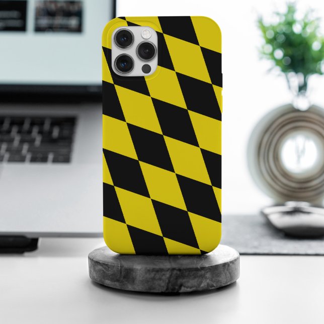 Black and Yellow Bavaria Diamond Flag Pattern iPhone Case (Creator Uploaded)