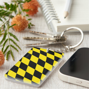 Black and Yellow Bavaria Diamond Flag Pattern Key Ring
