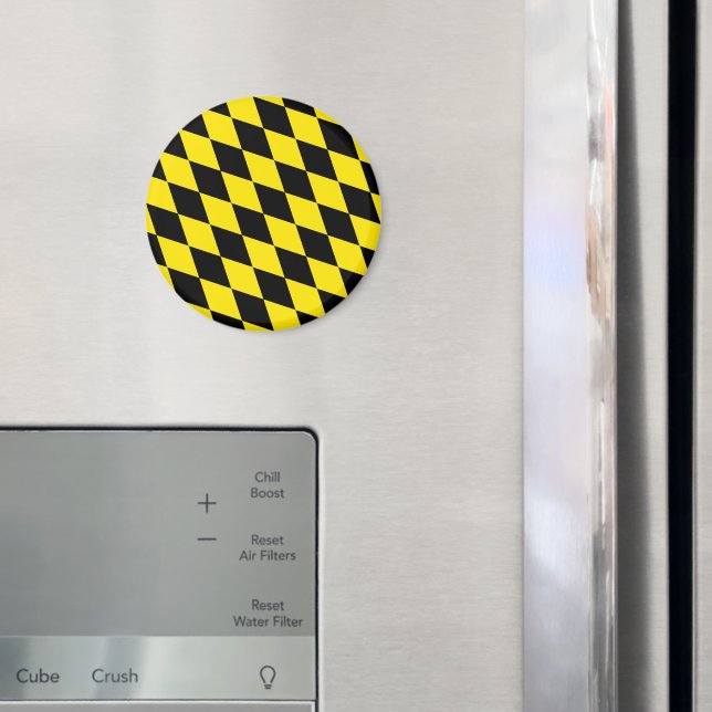 Black and Yellow Bavaria Diamond Flag Pattern Magnet (In Situ (Fridge))