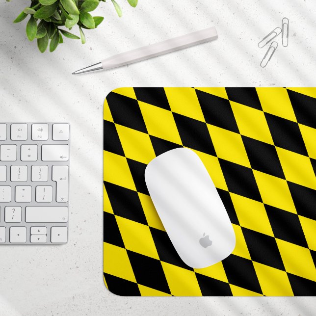 Black and Yellow Bavaria Diamond Flag Pattern Mouse Pad (Creator Uploaded)