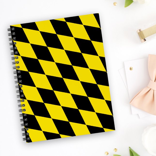 Black and Yellow Bavaria Diamond Flag Pattern Notebook (Creator Uploaded)