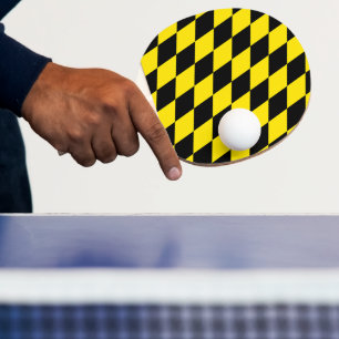 Black and Yellow Bavaria Diamond Flag Pattern Ping Pong Paddle