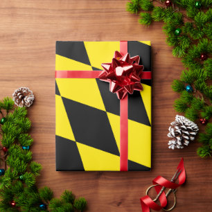 Black and Yellow Bavaria Diamond Flag Pattern Wrapping Paper
