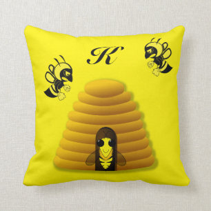 Black and yellow Bee Hive Cushion