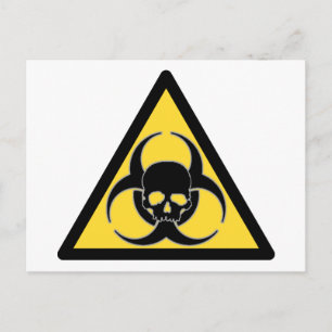 Black and yellow Biohazard symbol and skull Postcard