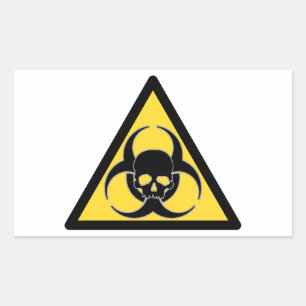 Black and yellow Biohazard symbol and skull Rectangular Sticker