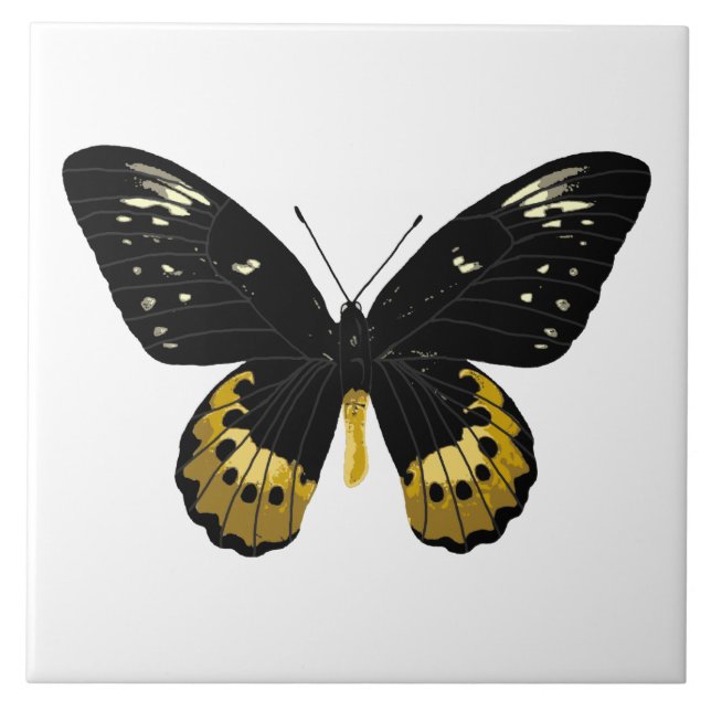 Black and yellow butterfly ceramic tile (Front)