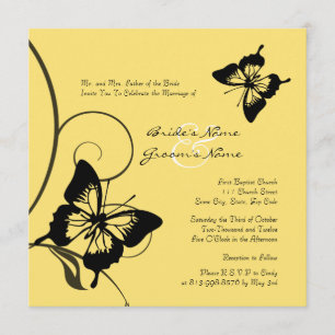 Black and Yellow Butterfly Wedding Invitation