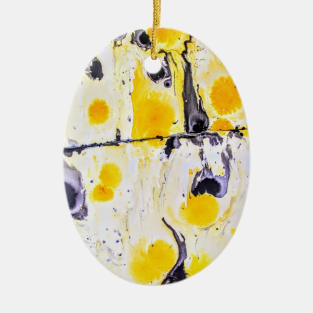 Black and Yellow Ceramic Ornament (Front)