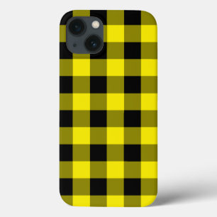 Black and Yellow Check iPhone Case