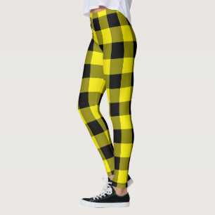 Black and Yellow Check Leggings