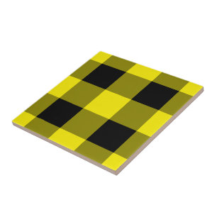Black and Yellow Checked Ceramic Tile