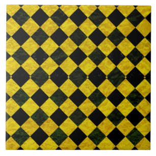 Black and yellow chequered pattern ceramic tile
