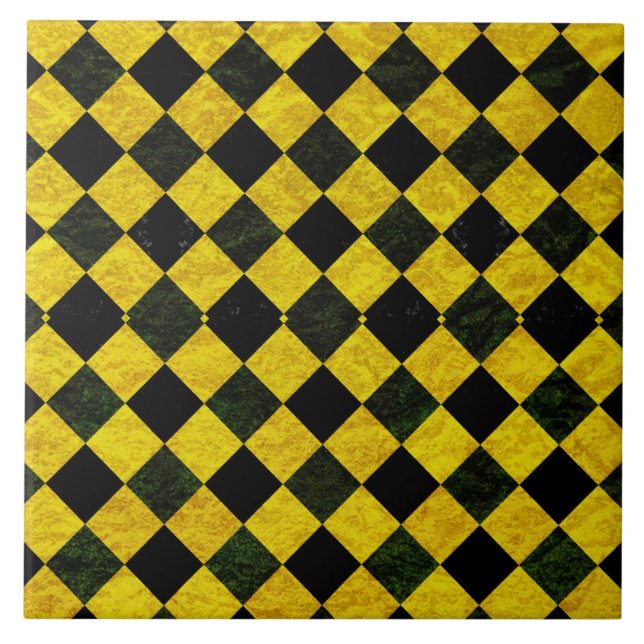 Black and yellow chequered pattern ceramic tile (Front)