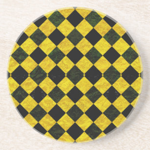 Black and yellow chequered pattern coaster