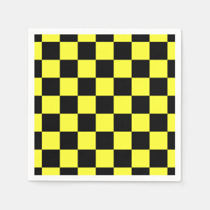 Black and Yellow Chequered Pattern Napkin