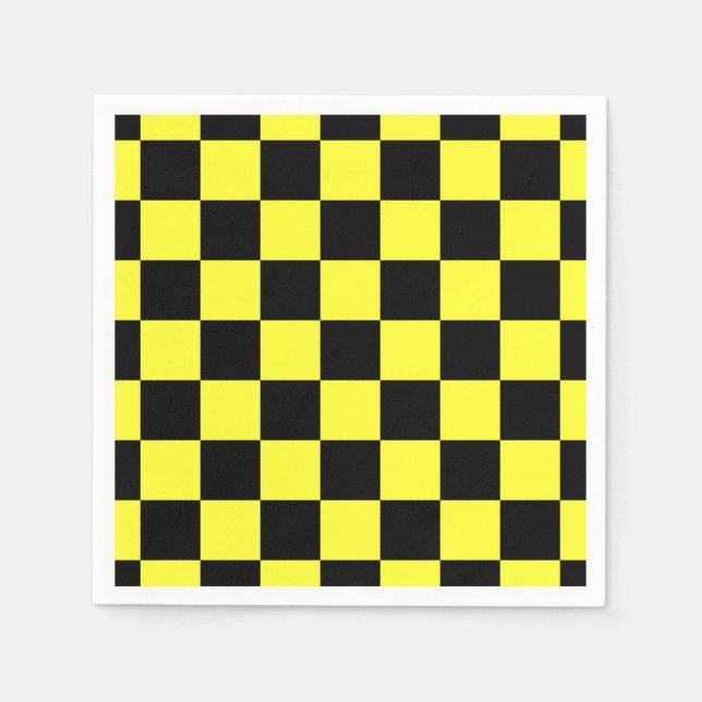 Black and Yellow Chequered Pattern Napkin (Front)