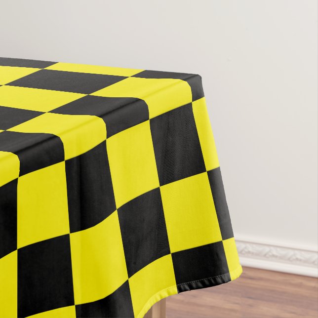 Black and Yellow Chequered Tablecloth (In Situ)