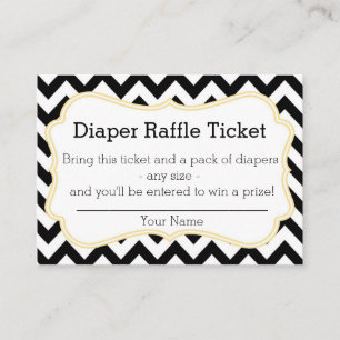 Black and Yellow Chevron Diaper Raffle Ticket Enclosure Card