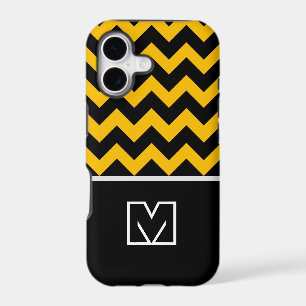Black and Yellow Chevron Zigzag. Custom Monogram