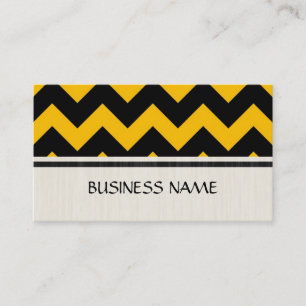 Black and Yellow Chevron Zigzag Pattern Business Card