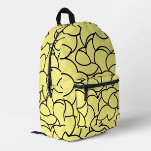 Black and Yellow Comingled Abstract Printed Backpack