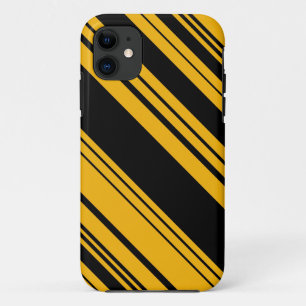 Black and Yellow diagonal stripes iPhone 11 Case