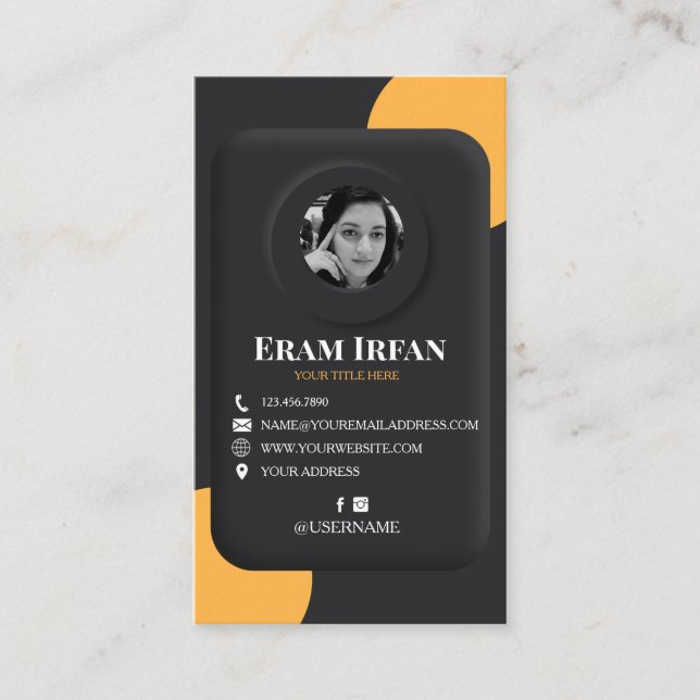 Black and Yellow Elegant 3D Business Card  (Front)
