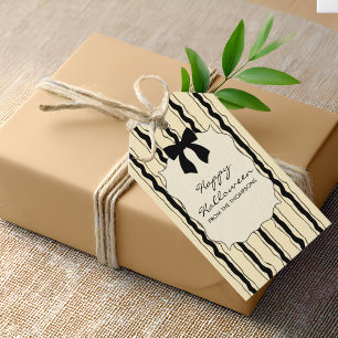 Black and Yellow Elegant Bow Stripes Chic Custom Gift Tags