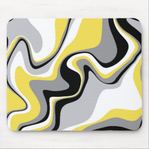 Black and Yellow Fluid Abstract Mouse Pad