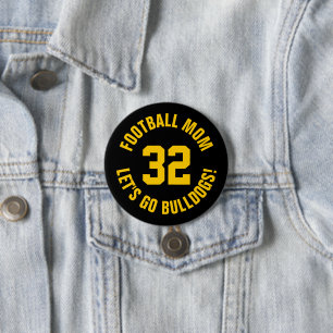 Black and Yellow Football Mum Jersey Number 7.5 Cm Round Badge
