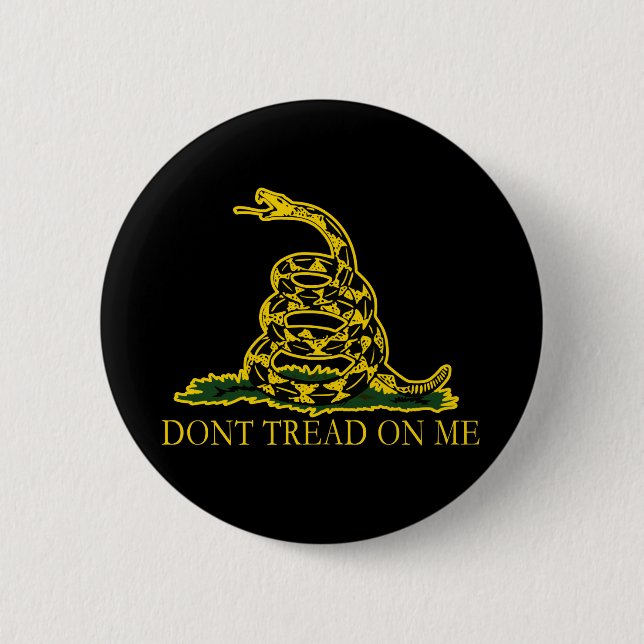 Black and Yellow Gadsden Flag, Don't Tread on Me! 6 Cm Round Badge (Front)