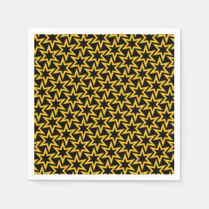 Black and Yellow Geometrical Star Seamless Pattern Napkin
