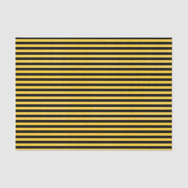 Black and Yellow Glittery Stripes Tissue Paper (Front)