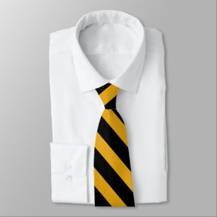 Black and Yellow-Gold Collegiate-Striped Necktie