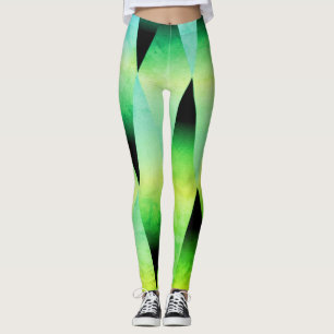 black and yellow green geometric cool Leggings
