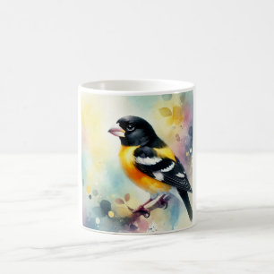 Black and yellow grosbeak 260824AREF146 - Watercol Coffee Mug