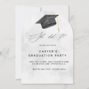 Black and Yellow Grunge Graduation Invitation