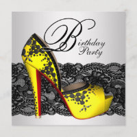 Black and Yellow High Heel Shoe Birthday Party