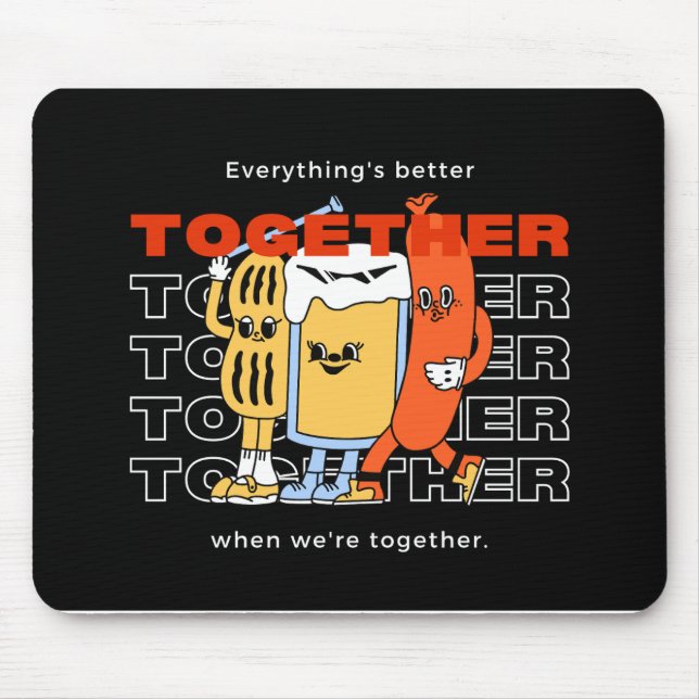 Black and Yellow Illustrative with Typography Mouse Pad (Front)