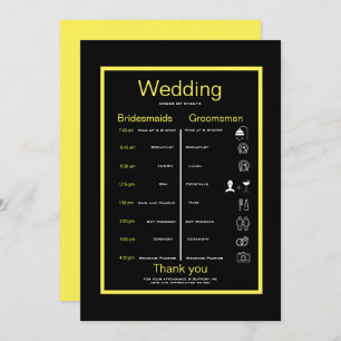 Black and yellow itinerary invitation