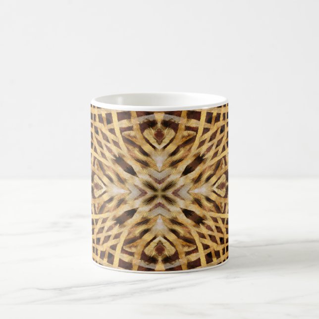 Black and yellow kaleidoscope fur pattern coffee mug (Center)