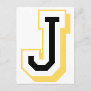 Black and Yellow Letter J Postcard