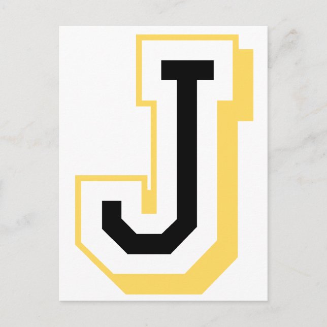 Black and Yellow Letter J Postcard (Front)
