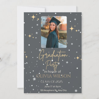 Black and Yellow Modern Graduation Invitation