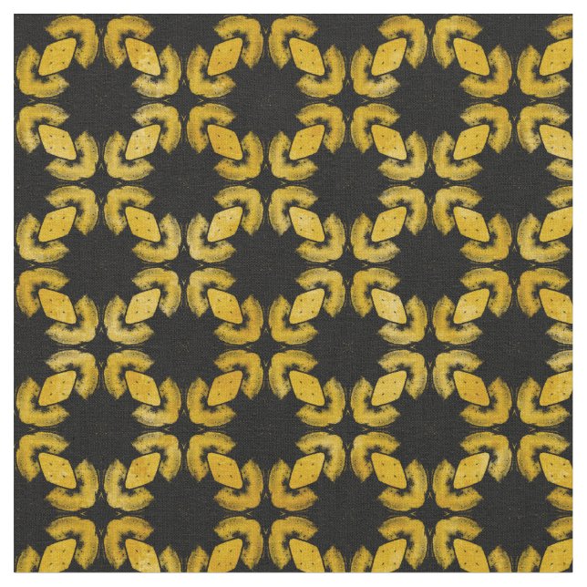 Black and Yellow Modern Urban Pattern Fabric (Close Up)