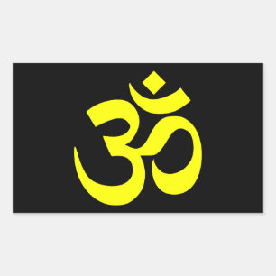 Black and Yellow Om Symbol Rectangular Sticker